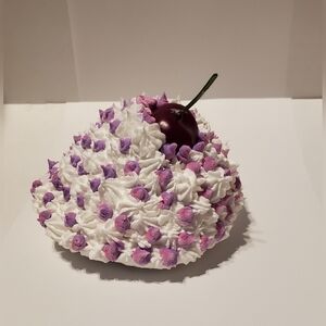 New Faux Purple Flower Whipped Cream Topper